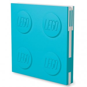 LEGO Notebook with a gel pen as a clip - cyan