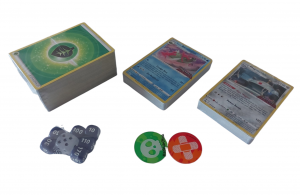 Pokemon set cards, tokens, dice
