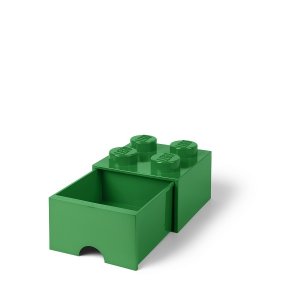 LEGO úložný box 4 s šuplíkom - tmavo zelená