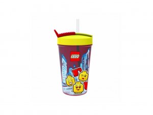LEGO® Iconic Girl kelímek s brčkem žlutá červená 500 ml